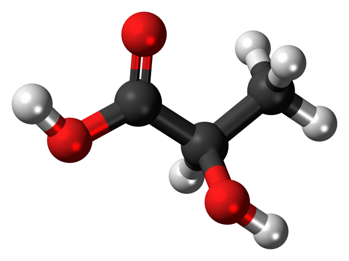 Struttura molecolare dell'acido lattico. Acido lattico formula chimica  scheletrica. Illustrazione del vettore della formula molecolare chimica  Immagine e Vettoriale - Alamy